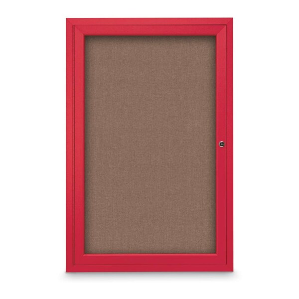 Slim Enclosed Corkboard, 18"x24", Satin Alum Frame/Amethyst
